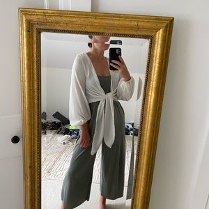 White tie up long sleeve